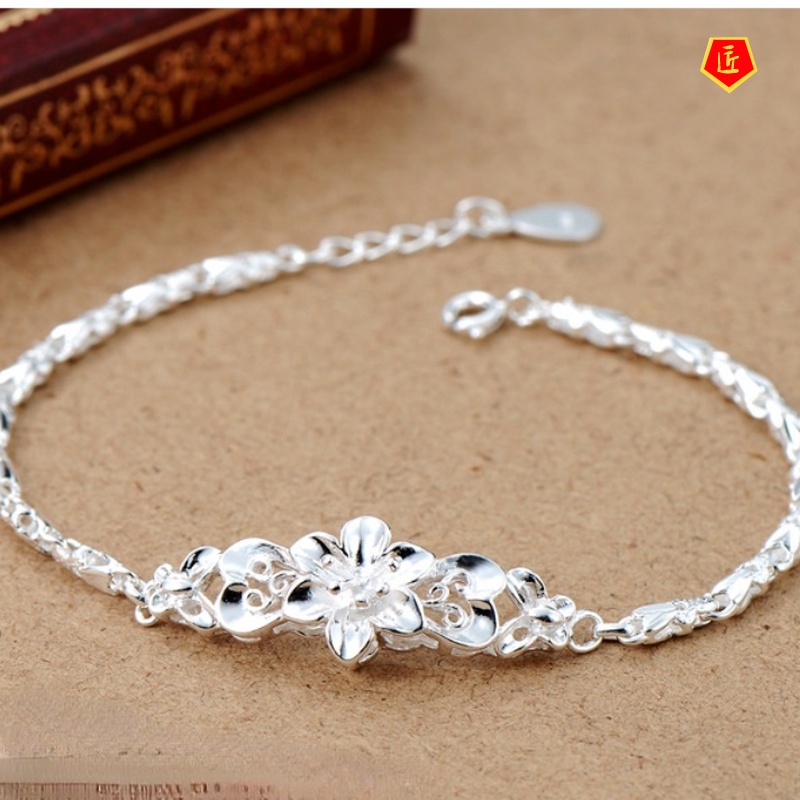 [Ready Stock]Women's Fashion Silver Bauhinia Bracelet