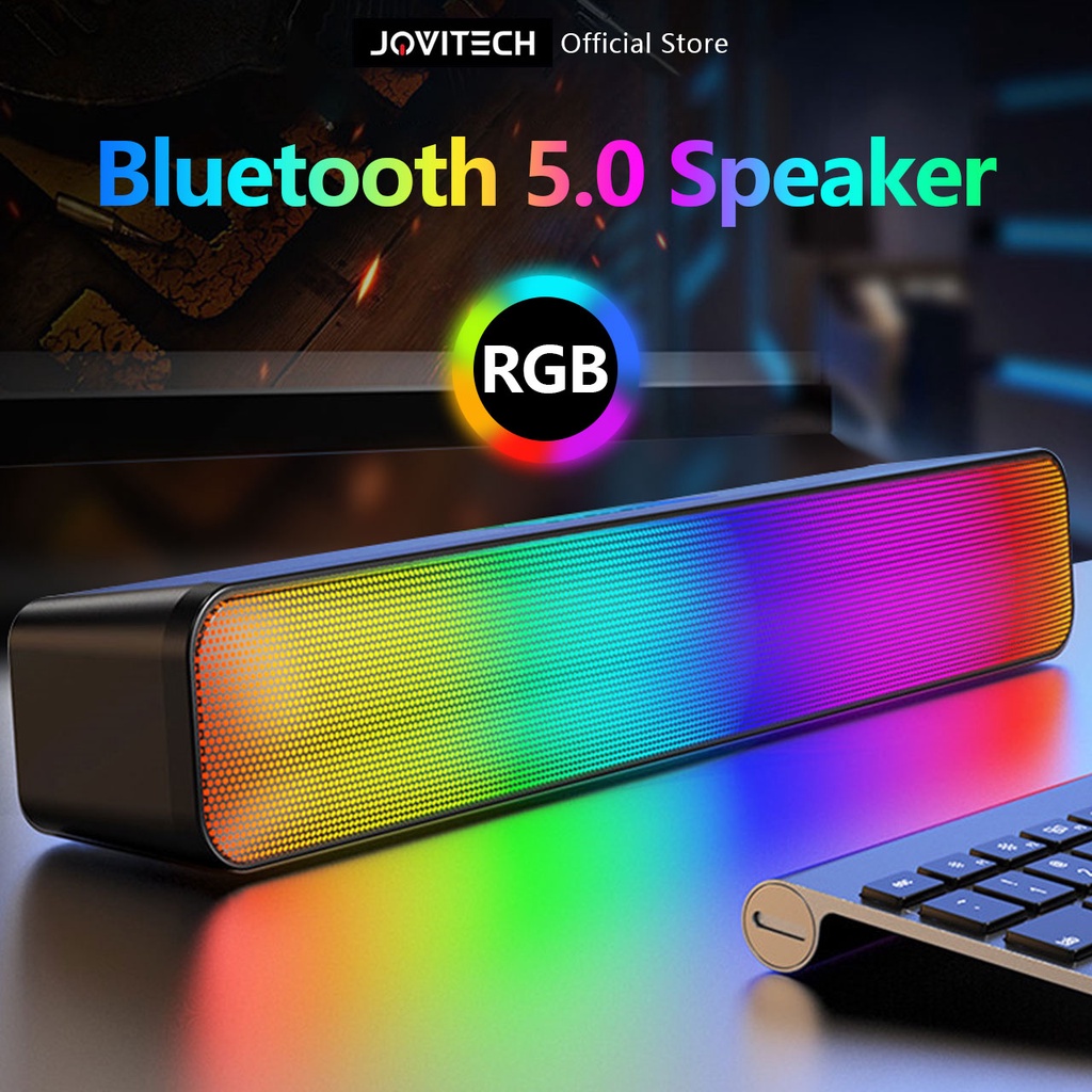    free gift   jovitech speaker bluetooth soundbar rgb 5 colors led light computer tv phone tf multi