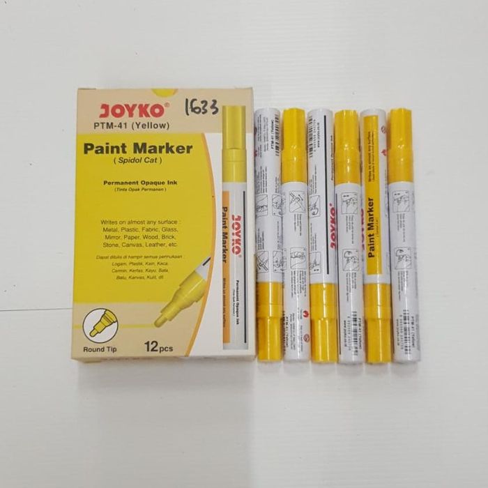 

SPIDOL PERMANEN JOYKO PTM-41 KUNING | PAINT MARKER | STATIONERY | ATK
