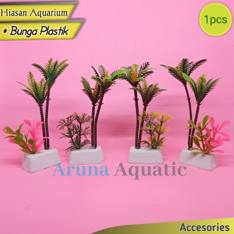 BUNGA HIAS AQUARIUM KELAPA KECIL BUNGA PLASTIK