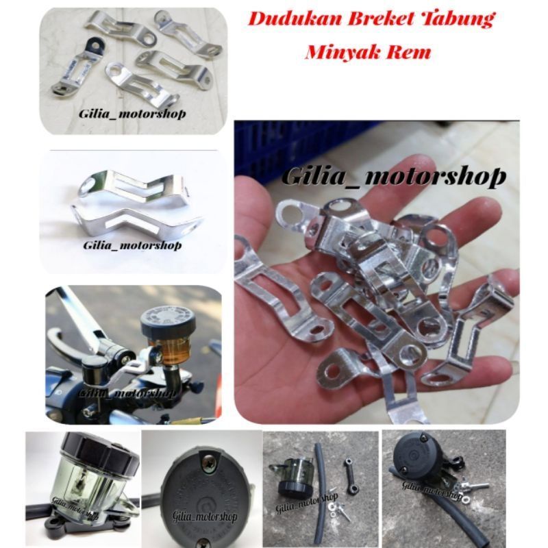 Breket Dudukan Tabung Minyak Bracket Tabung Minyak Rem Full CNC Tebal Silver Edition Universal