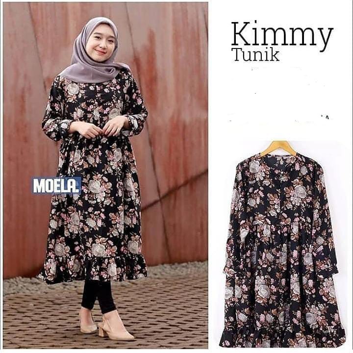 tunik kimmy jumbo XXXL LD 125CM busui Friendly Atasan wanita oversized motif bahan monalisa midi dre