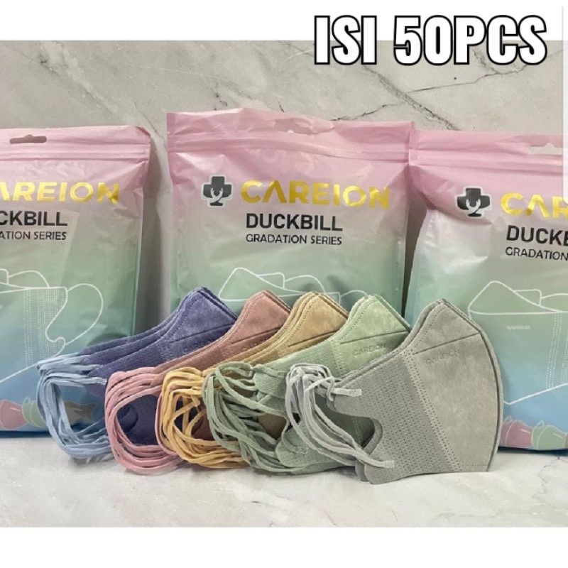 Masker Duckbill Careion Warna Mix/Masker Duckbill Dewasa/Masker Duckbill Isi 50 pcs/Masker Careion W
