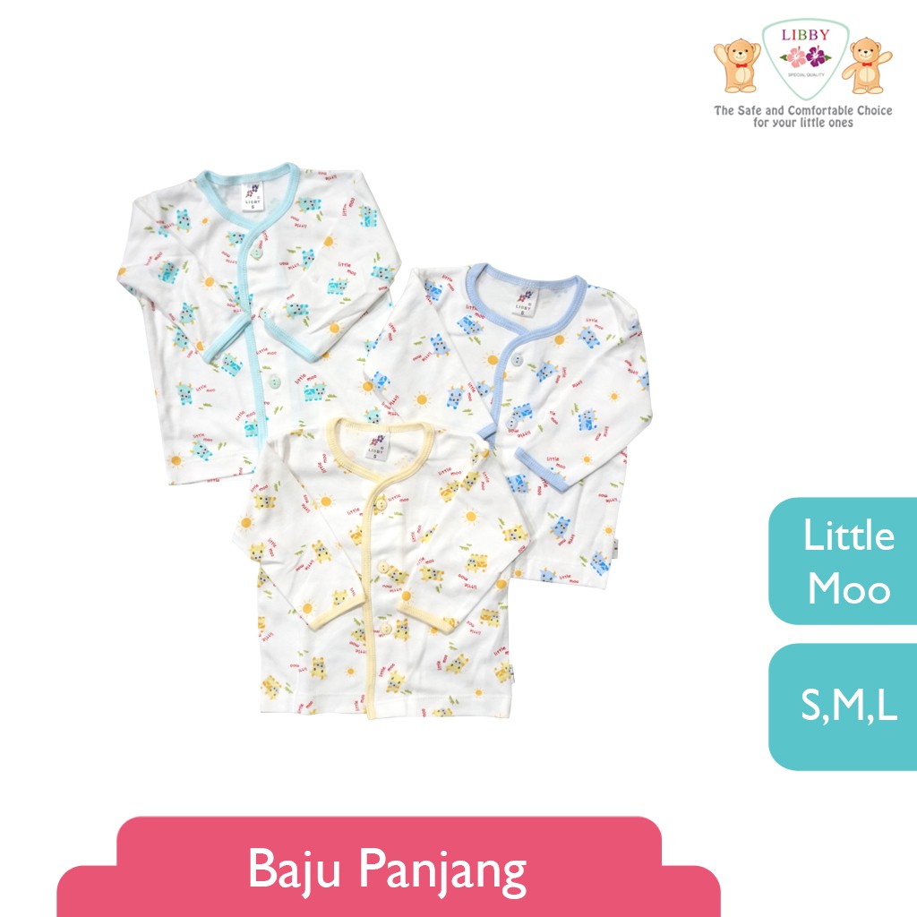 LIBBY Baju  Panjang Anak  Kecil  Motif Moo 3 pcs set 