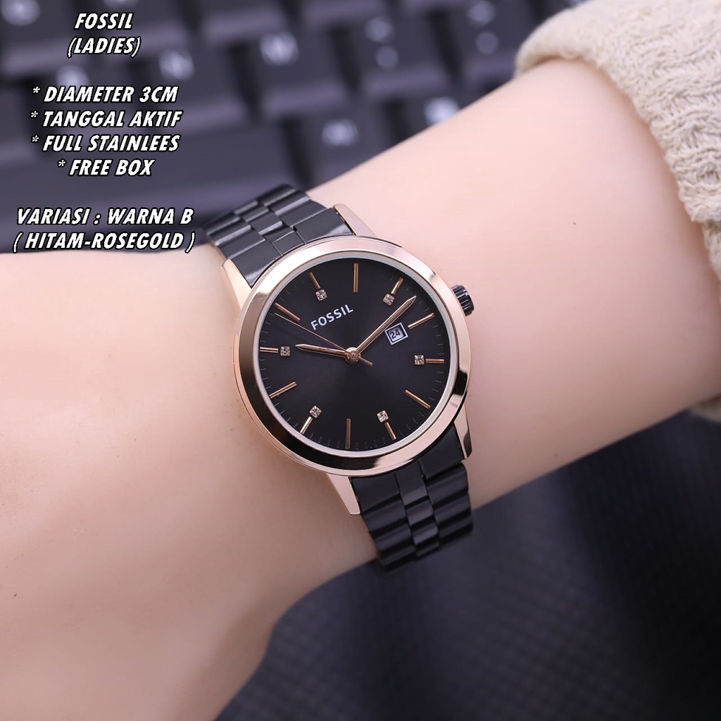 JAM TANGAN WANITA FASHION RANTAI BODY BULAT TANGGAL AKTIF