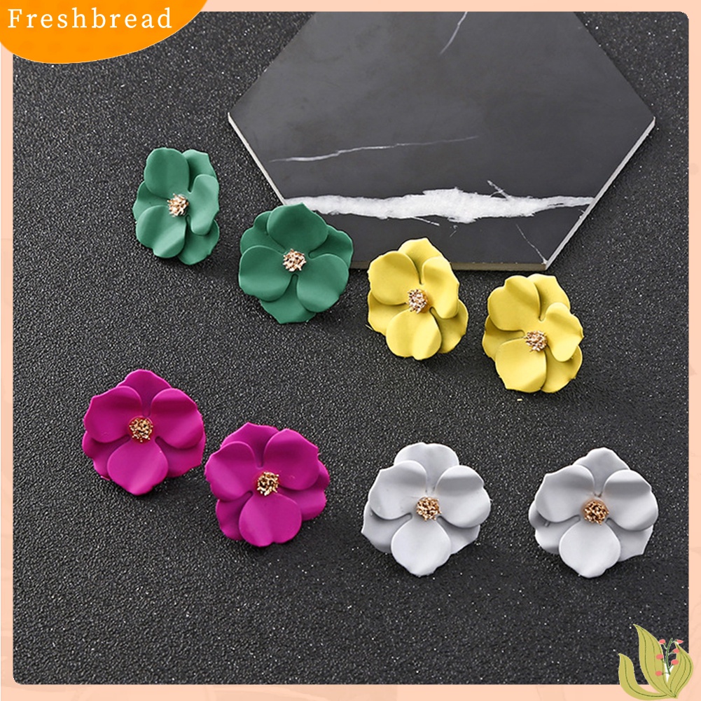 Fresh| Anting Stud Desain Bunga Warna-Warni Untuk Wanita