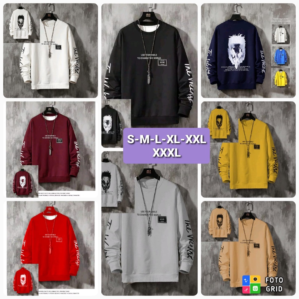 KAOS PRIA LENGAN PANJANG XABIER SMILE REBORN BAJU PRIA LENGAN PANJANG TOPMAN SIMPLE PAKAIAN PRIA