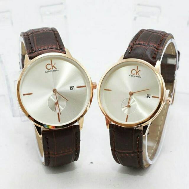 JAM TANGAN COUPLE CK COKLAT TUA