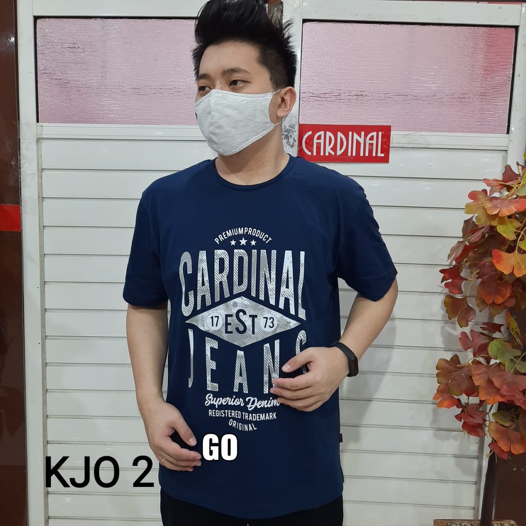 BB KJO2 CARDINAL JEANS KAOS T-Shirt Cowok Baju Cowok Lengan Pendek Bermotif