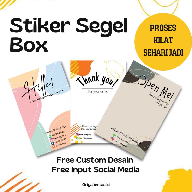 

Stiker Segel/Stiker Segel Box/Seal Box/Stiker Segel Hampers/ Stiker Segel Custom Murah