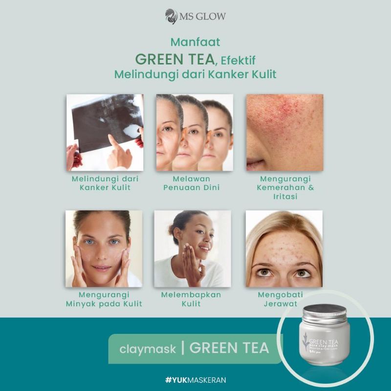 Masker Green Tea clay mask MS GLOW