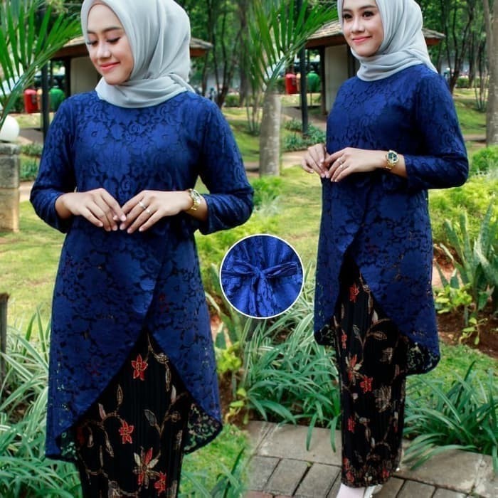 Set Kebaya Srikandi warna Navy & Rok plisket (setelan kebaya)