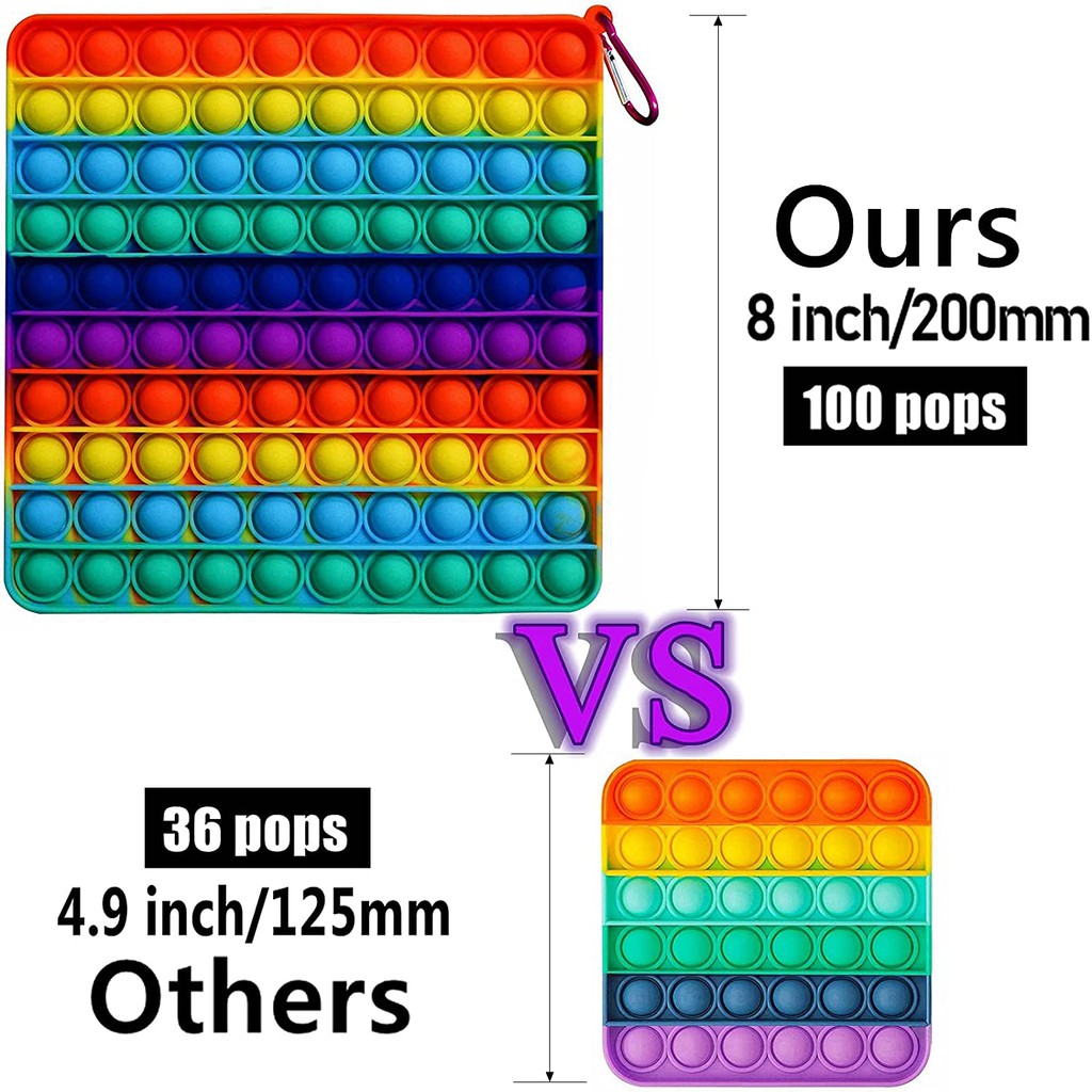 20 Cm Big Size Silicone Rainbow Pop It Fidget Toy Foxmind for Child Educational Push Bubble Figet Toys Simple Dimple