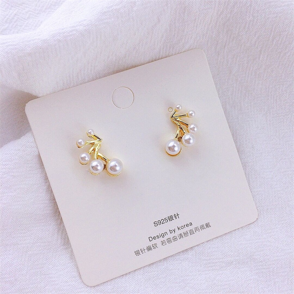 Anting Klip Telinga Lapis Emas Aksen Mutiara Untuk Wanita