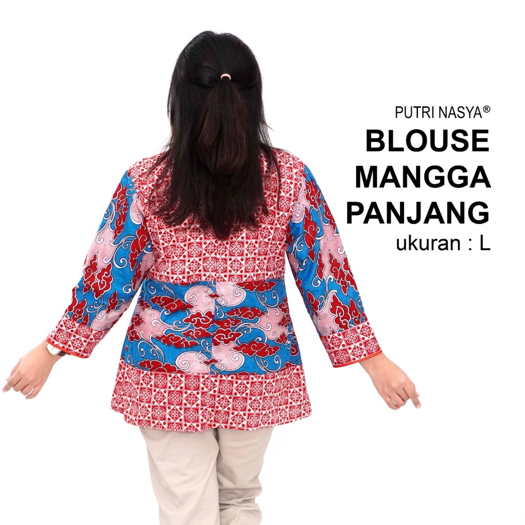 Blouse Big Size LD 140 Wanita Atasan Batik Jumbo L-XL-2L-3L-4L-5L-6L-7L Model Blus Jumbo Kerja Batik / Atasan Big Size Kerja Wanita / Pakaian Batik Kekinian Model Seragam Wanita Big