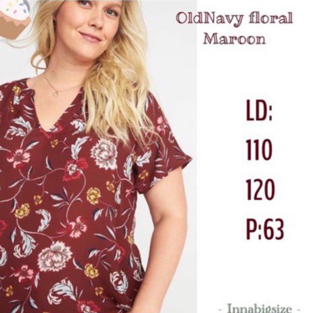 INNABIGSIZE||BLOUSE.MAROON.FLORAL.CHIFFON.BIGSIZE