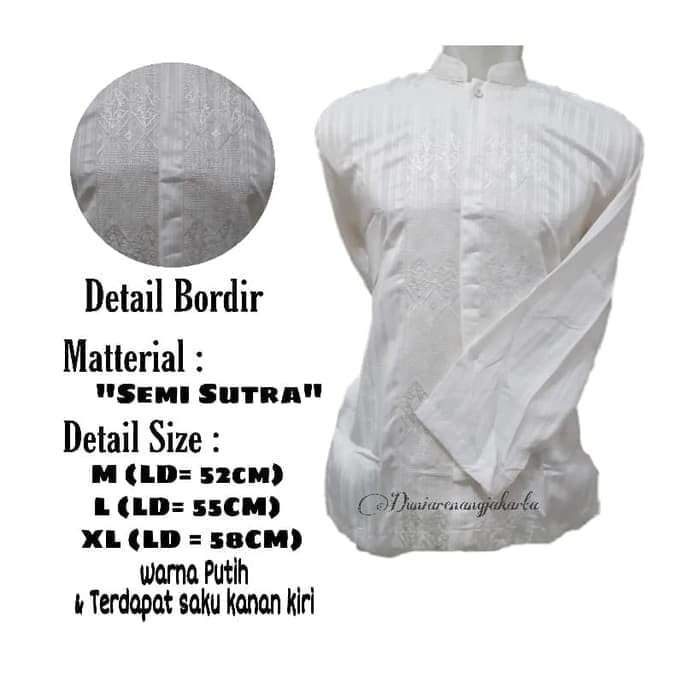 Baju Koko Dewasa Putih Premium Semi Sutra bagus