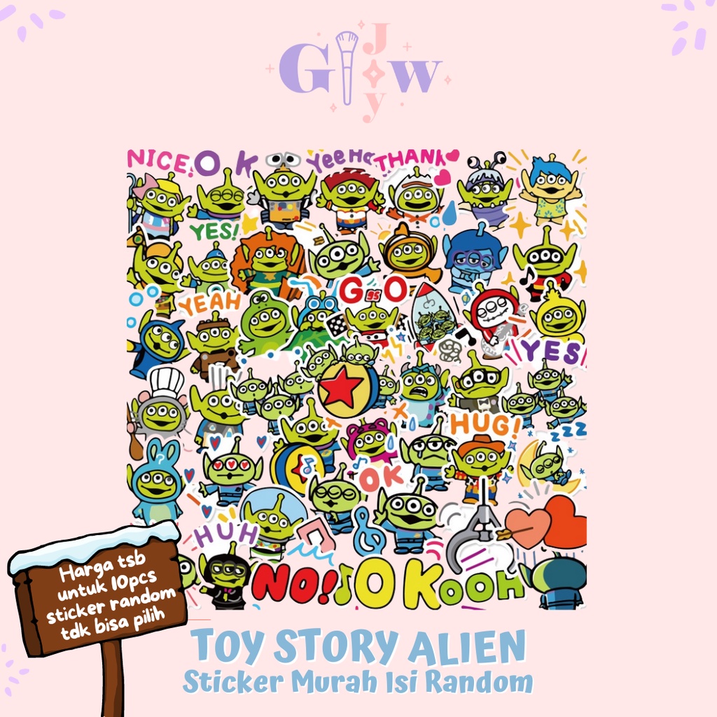 A39 STICKER 10PCS (ALIEN TOY STORY) anti air notebook scrapbook label tempel motif kartun superhero super hero unik lucu atk alat tulis kantor murah viral termurah kartun komputer leptop handphone hp smartphone koper laptop tembok kulkas disney anime