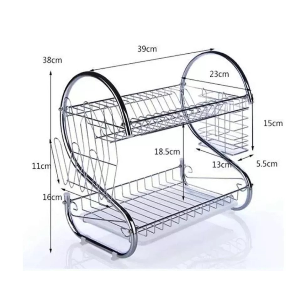 COD Rak Cuci Piring Washtafel Pengering Peralatan Makan Serbaguna Rak Dapur Besi Dish Rack Drainer 2Susun Rak Piring Stainless 2 Susun Murah - Rak Peralatan Dapur 2 Tingkat - 2 Tier Dish Drainer