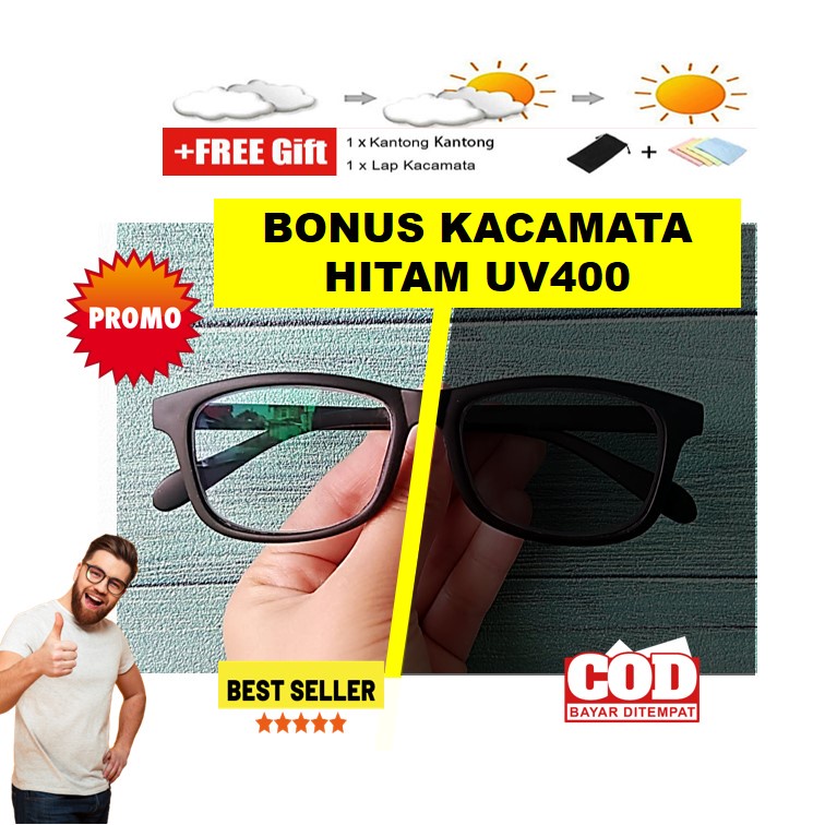 ORIGINAL Kacamata Minus Murah Fotocromix Gagang TR90 Kekinian Model Hitam Matte Adidora R3206