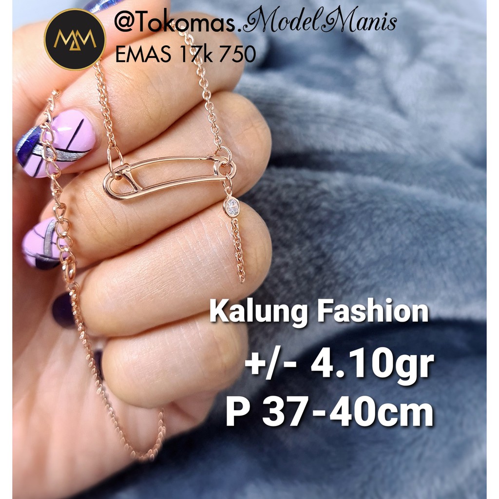 Kalung Set Liontin Italy peniti emas rose gold 750 kadar 17 K