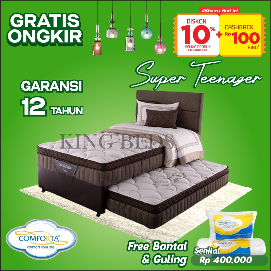 Comforta Spring bed Super Teenager sorong 2 in 1 Full Set 120 100 90 x 200