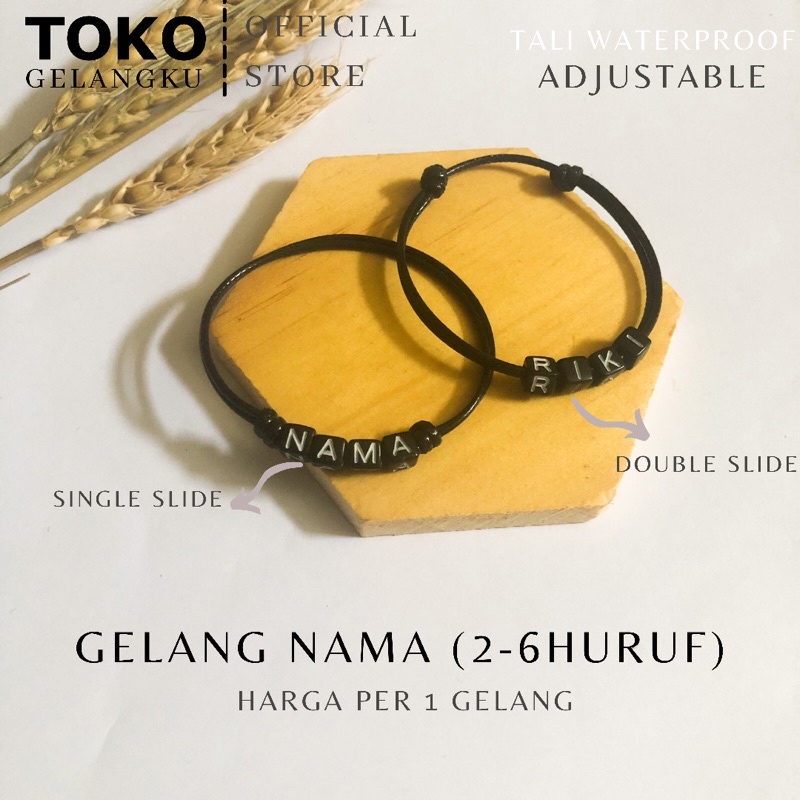 GELANG NAMA (2-6HURUF) / Gelang Tali Huruf Inisial Pria Wanita / Gelang Couple Sahabat Pacar / Bracelet initial Abjad