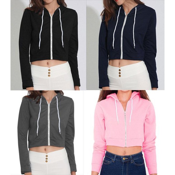 jaket crop hoodie