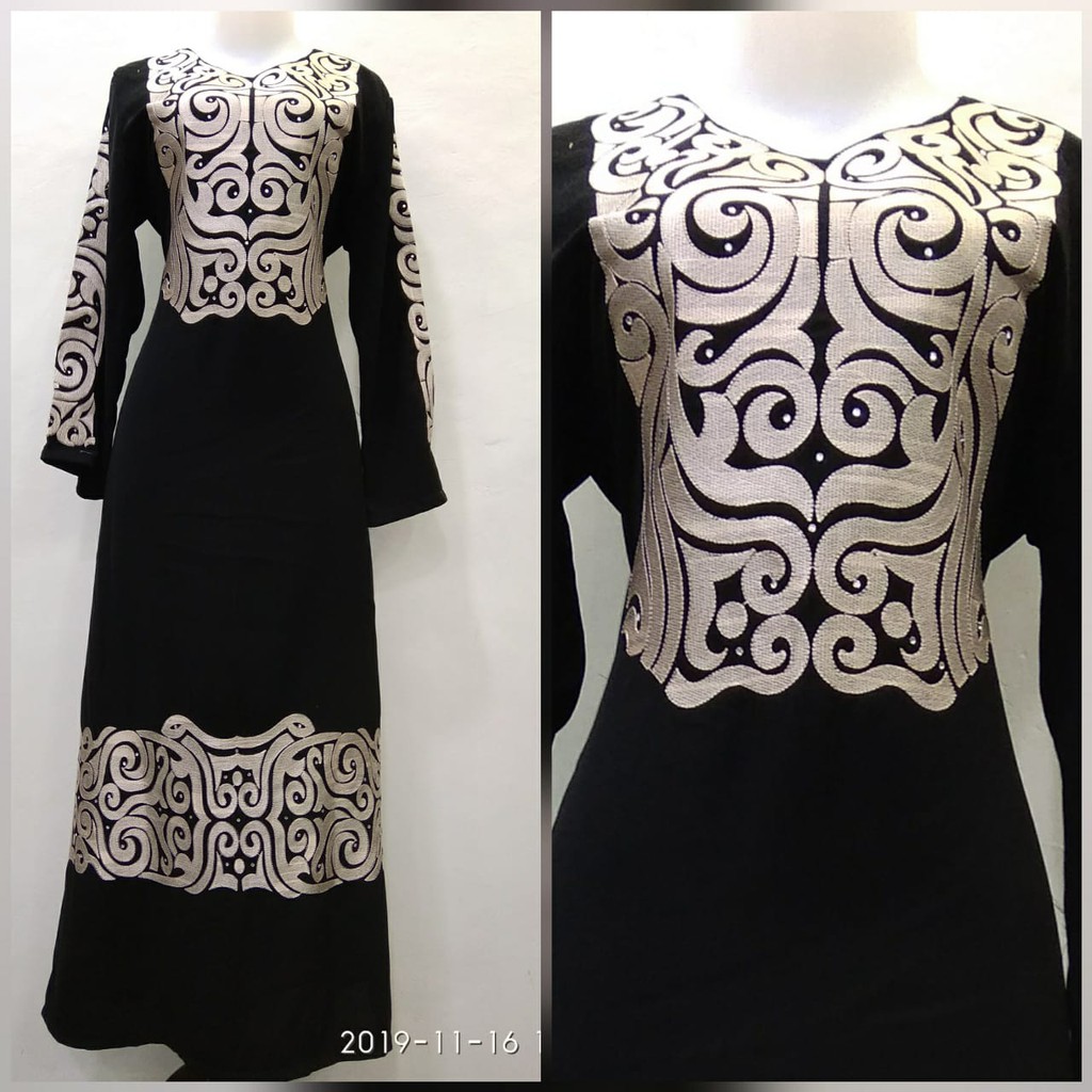 ABAYA GAMIS BORDIR JETBLACK BUKITTINGGI PREMIUM