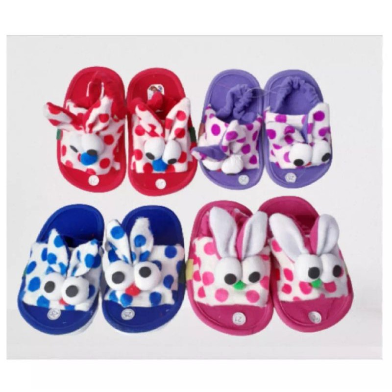 Sandal Bayi Selop Polkadot Boneka Mata New