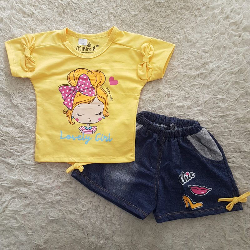 baju bayi girl denim set