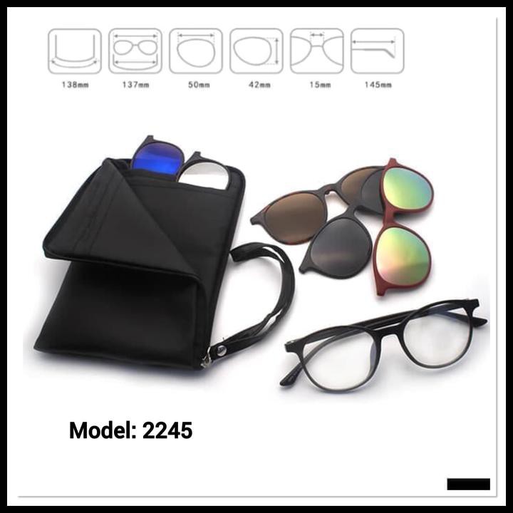 HOT DEAL PAKET FRAME KACAMATA CLIP ON KLIP ON 5 LENSA MAGNET FREE LENSA MINUS