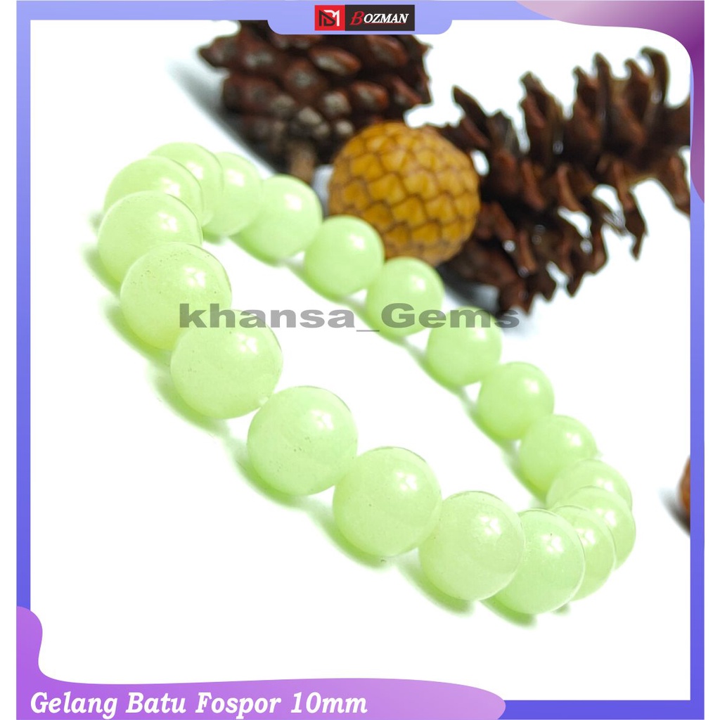 Gelang Batu Natural Fosfor Mewah Glow In The Dark