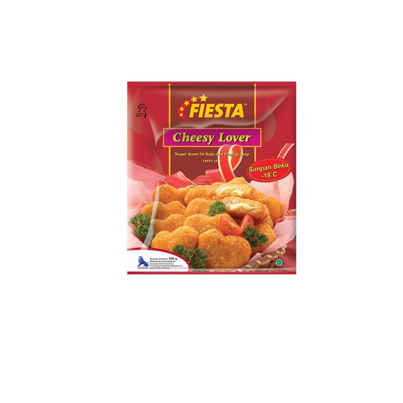 

Fiesta Cheesy Lover Makanan Instan Cepat Saji 500 G / Naget Ayam isi Keju dan Daging Asap