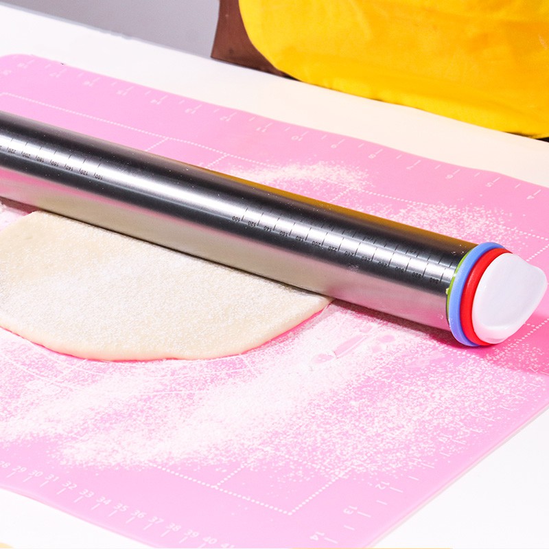 HOVELSHOP Penggilas Adonan Kue 35 CM Stainless Rolling Pin 4 Ketebalan