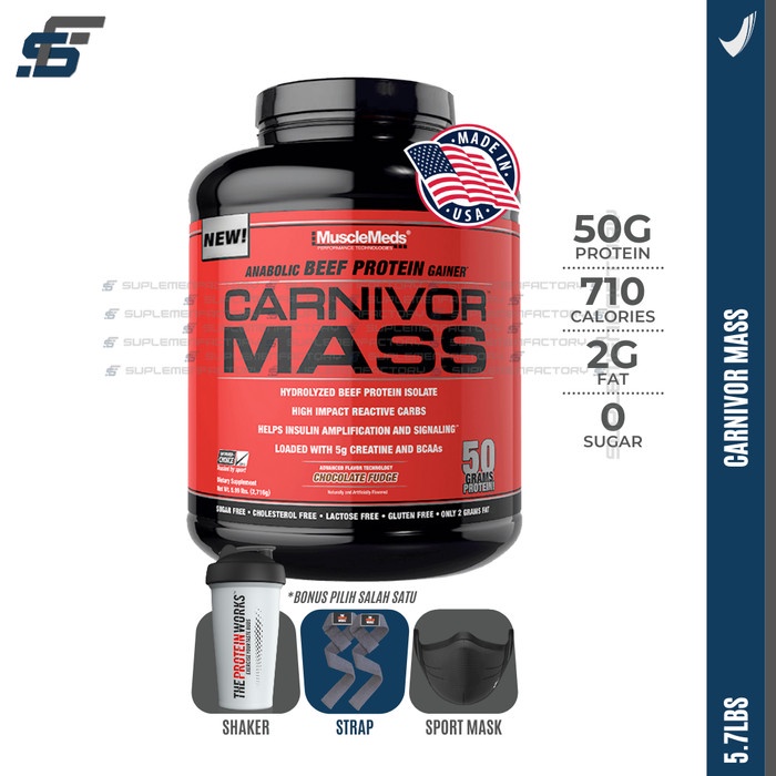 

CARNIVOR MASS 5,6 LBS MUSCLEMEDS GAINER BEEF PROTEIN CARNIVORMASS - BONUS STRAP Suplemen Fitness Pembakar Lemak Capsul Otot Amino Platinum Gold Pro Whey S7D5E1S1G8 Hydro Whey Isolate Penambah Berat Badan Susu Fitness Penggemuk Obat Pembentuk Otot Pria Sup