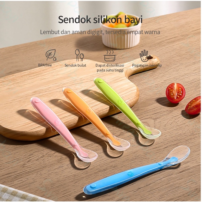 [SMALLBELL SHOP]SENDOK SILICONE makan bayi silikon lentur lembut mpasi/peralatan makan bayi BPA free/sendok silikon ada box/Baby Spoon Silicone