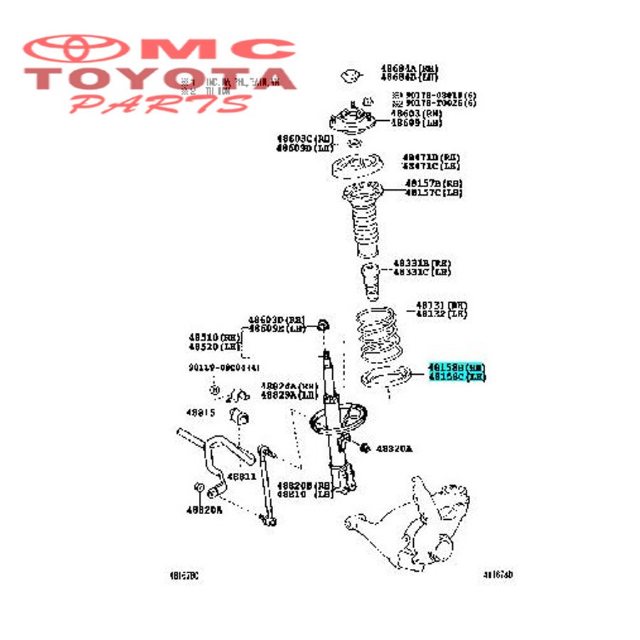 Karet Insulator Tatakan Per Shock Absorber Depan Corolla Altis Wish 48158-02030