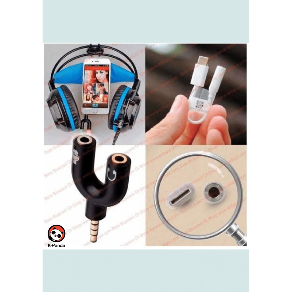 Audio Spliter U Shape 2in1 Mic dan headset Male to Female