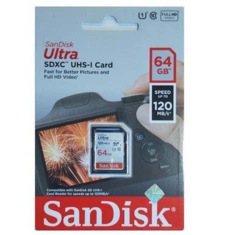 SANDISK ULTRA SDXC CLASS10 120MBps - 64GB(DUN4)/MEMORY KAMERA