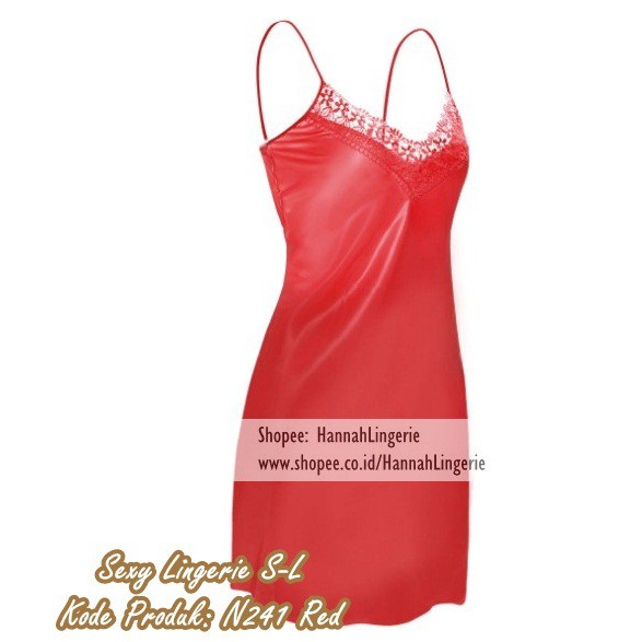 S M L / Lingerie Wanita Original by Hannah Warna Gold Bahan Satin Saten Baju Tidur Seksi Piyama N241