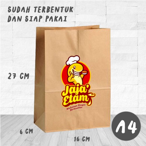 

[PAKAI LOGO] Kantong Kertas Cokelat Packing / Kertas Bungkus Makanan / Bungkus Baju Olshop Besar