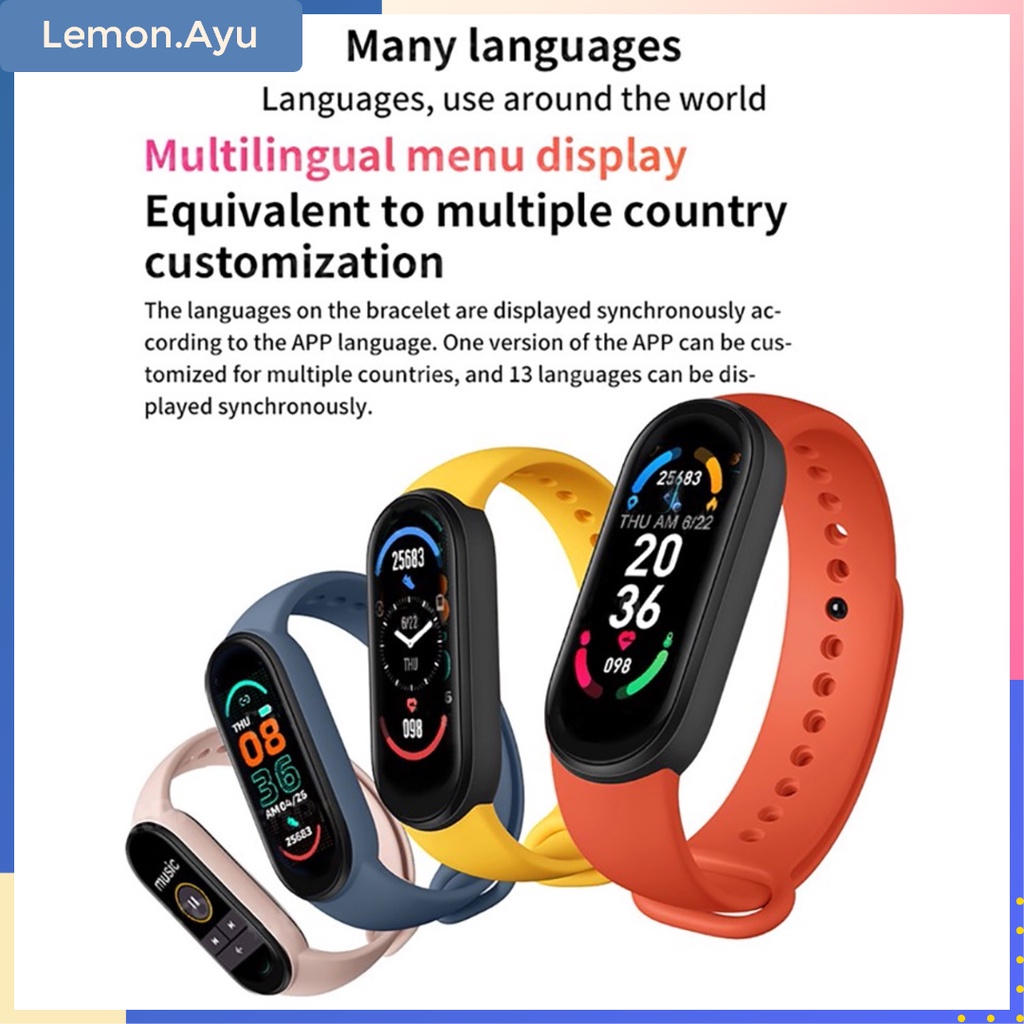 Jam Tangan Pintar Smartwatch M6 Olahraga Gelang Pintar Pelacak Detak Jantung Pedometer Monitor Tekanan Darah