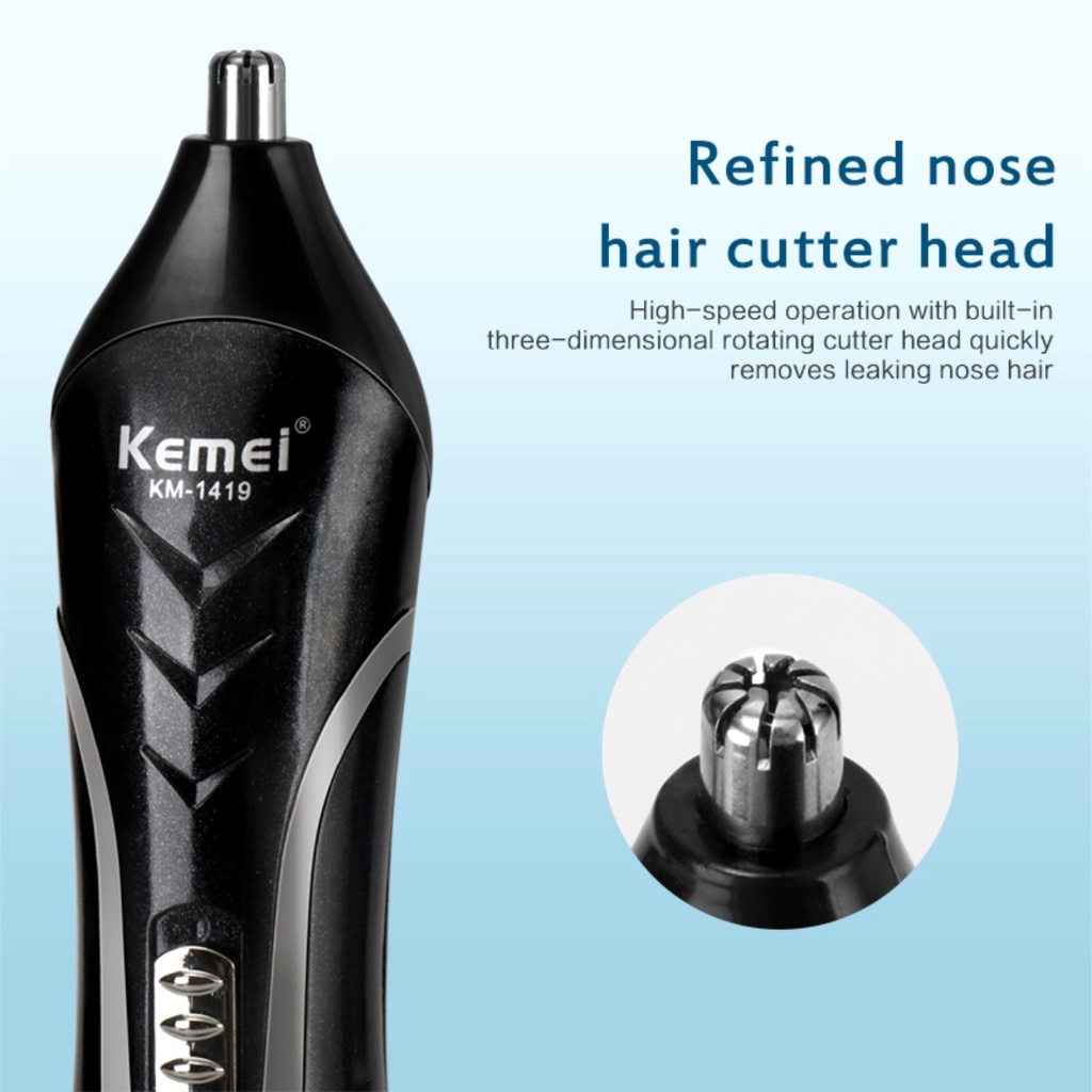 [COD / BAYAR DI TEMPAT] ORIGINAL Alat Cukur Rambut KEMEI KM 1419/ KM 1407 Rechargeable - 3 IN 1 Alat Cukur Kumis Dan Jenggot Profesional Hair Clipper 1 Set