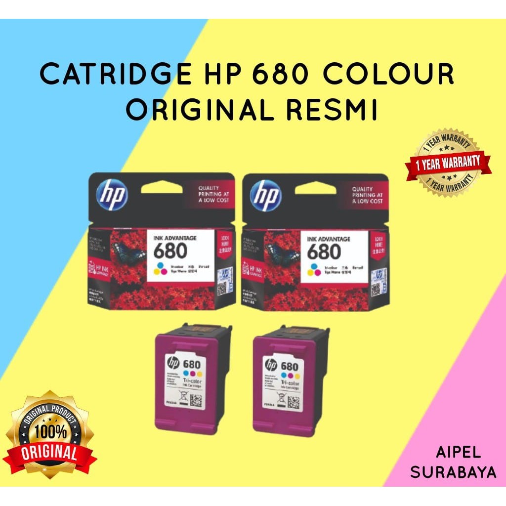 680C | CATRIDGE HP 680 COLOUR ORIGINAL RESMI