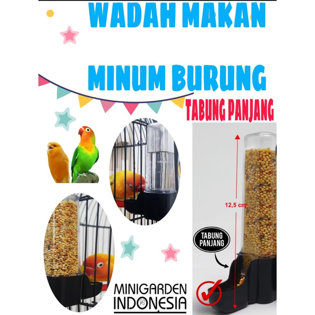 CEPUK TABUNG PAKAN BURUNG wadah tempat pakan minum burung lovebird murai kenari pleci anis