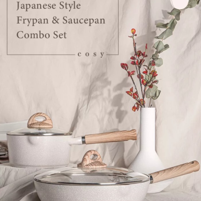 TERLARIS CAROTE JAPAN STYLE COMBO 2 SET FRY PAN 28 CM DAN SAUCE PAN 18 CM