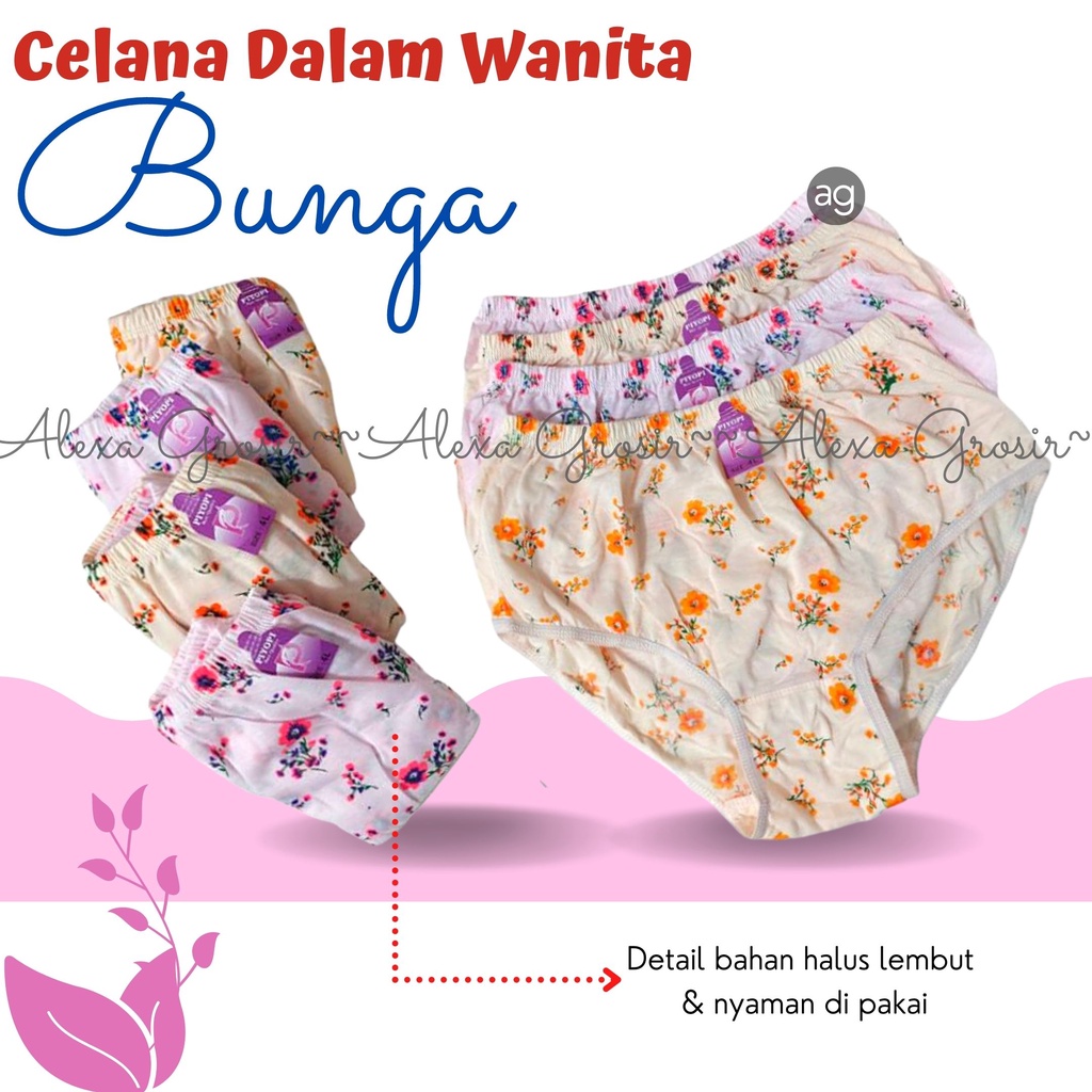 12 PCS Celana Dalam Wanita Murah Bunga Lusinan M L XL 3L L4 //alexa