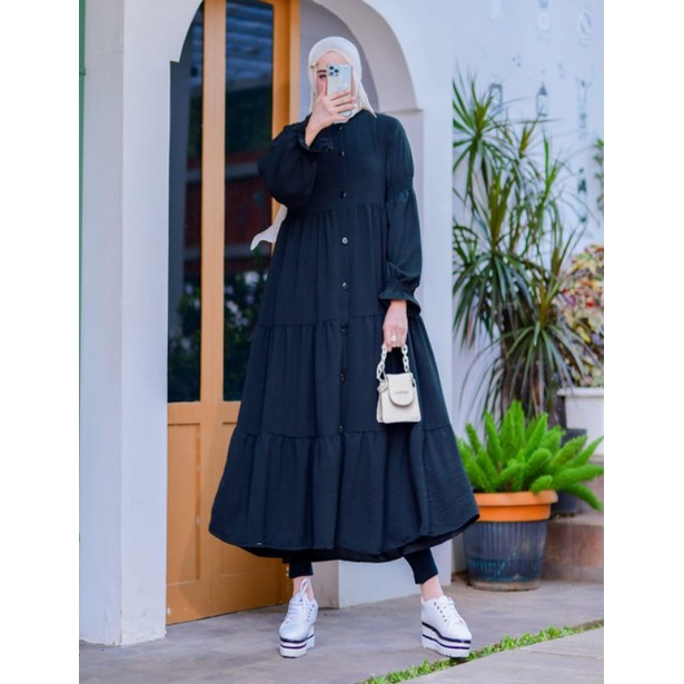 Midi dress/tunik/long tunik Hitam Ayura 570