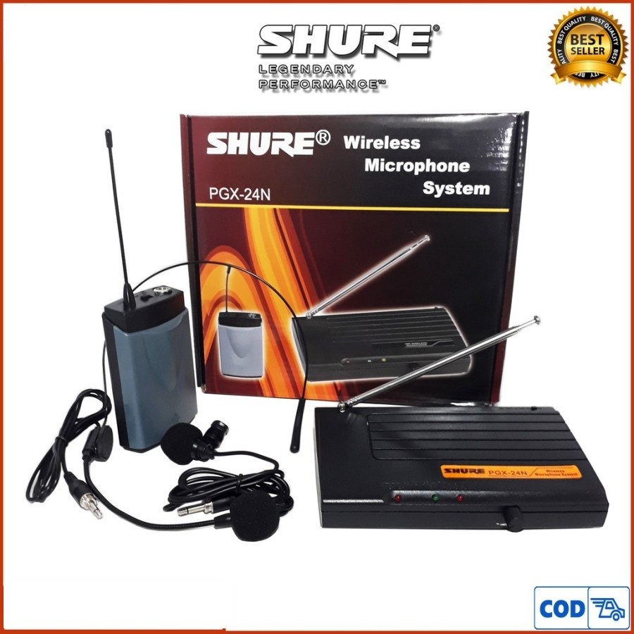 Mic Wireless Shure PGX 24 N Headset+ Clipon isi 2 mic-suara mantap